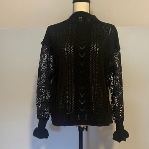 Delicate Black Lace Knit Sweater